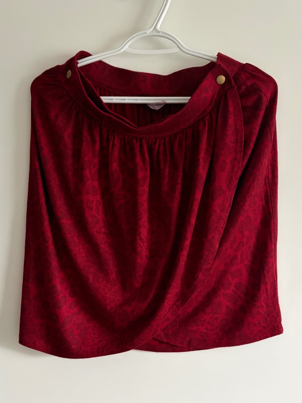 EUC See You Monday ModCloth Vintage Burgundy Leopard Print Wrap Mini-Skirt Large